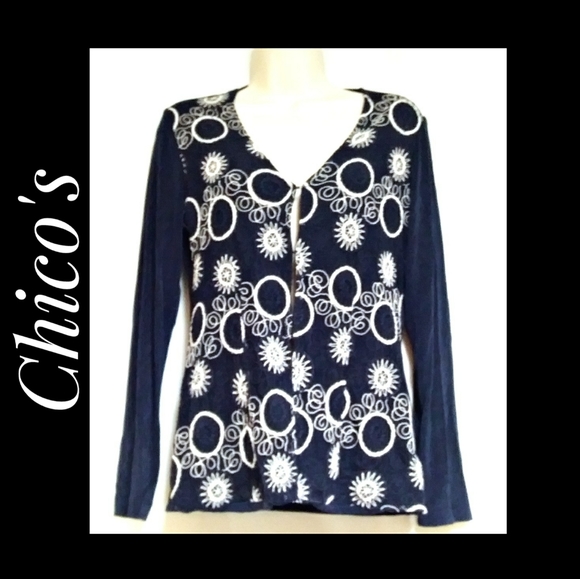 Chico's Traveler Blouse Jacket Navy Size 0/S/4